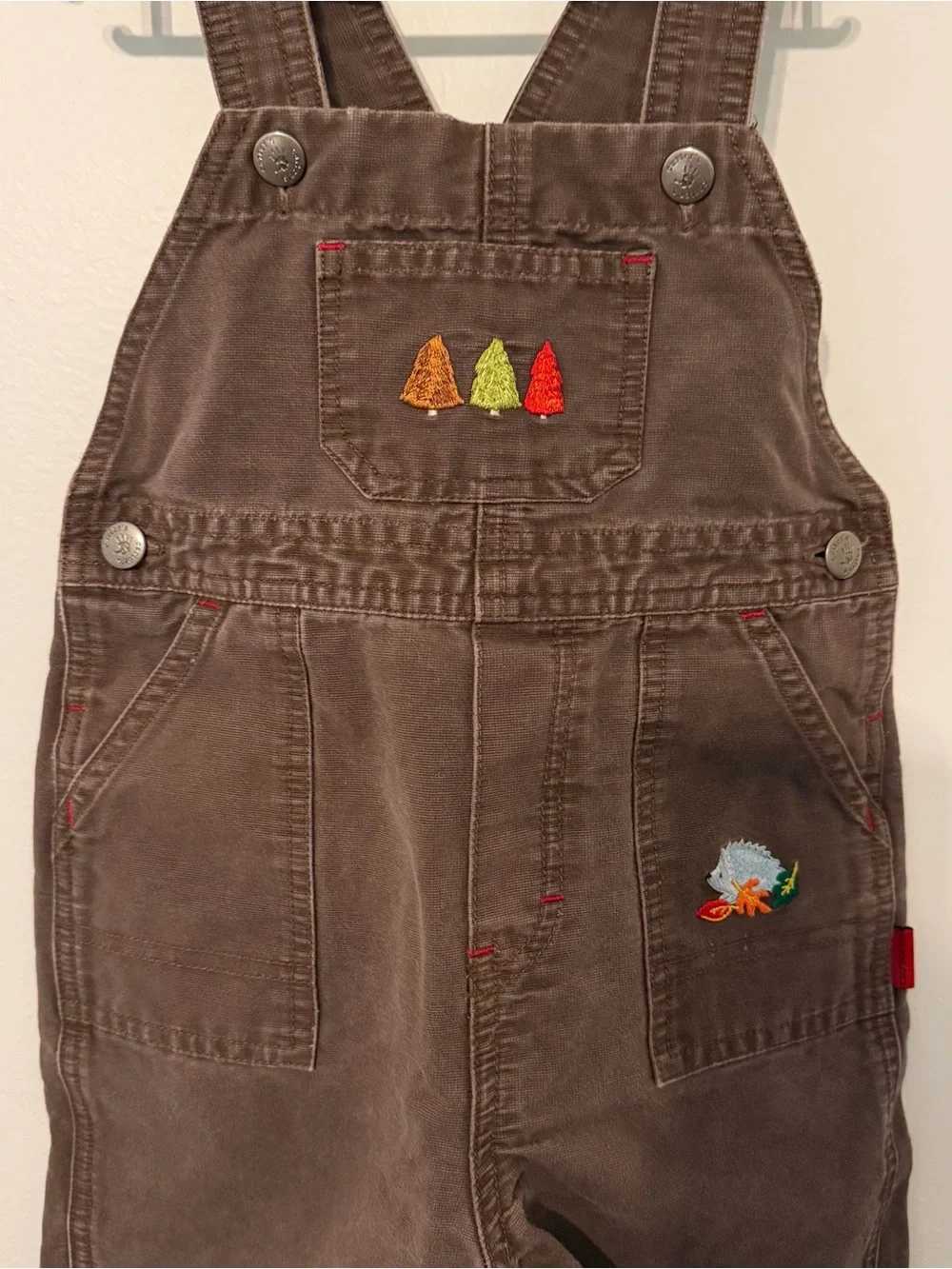 Vintage Carter’s Brown Corduroy Dinosaur Overalls Toddler 18-24M Cottagecore